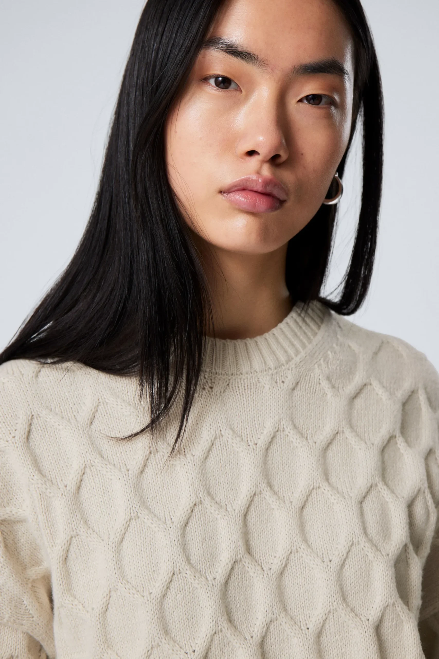 Weekday LOOSE KNITTED STRUCTURE SWEATER light mole Best