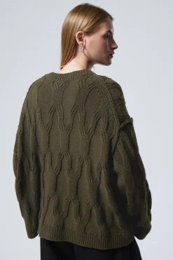 Weekday LOOSE KNITTED STRUCTURED SWEATER dark khaki green Online