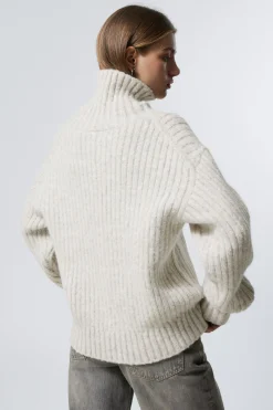Weekday LOOSE KNITTED TURTLENECK SWEATER light grey melange Hot