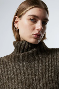Weekday LOOSE KNITTED TURTLENECK SWEATER dark mole melange Flash Sale