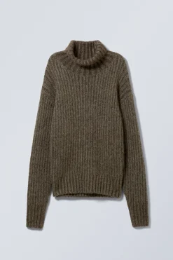 Weekday LOOSE KNITTED TURTLENECK SWEATER dark mole melange Flash Sale