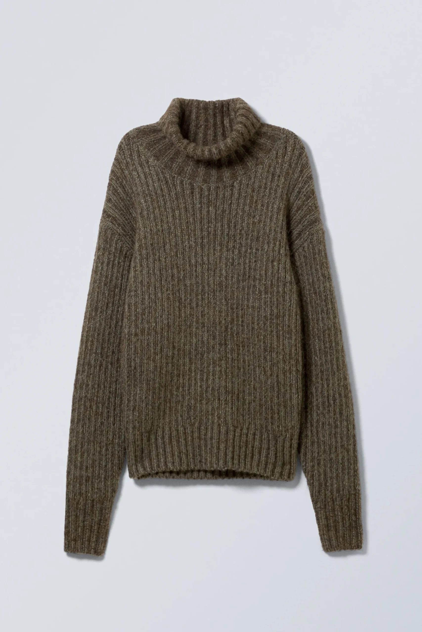 Weekday LOOSE KNITTED TURTLENECK SWEATER dark mole melange Flash Sale