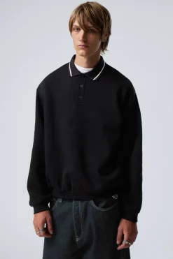 Weekday LOOSE POLO SWEATSHIRT black Best Sale