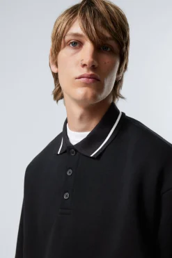 Weekday LOOSE POLO SWEATSHIRT black Best Sale