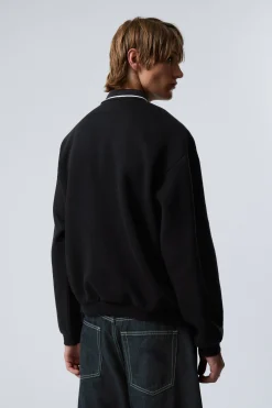 Weekday LOOSE POLO SWEATSHIRT black Best Sale