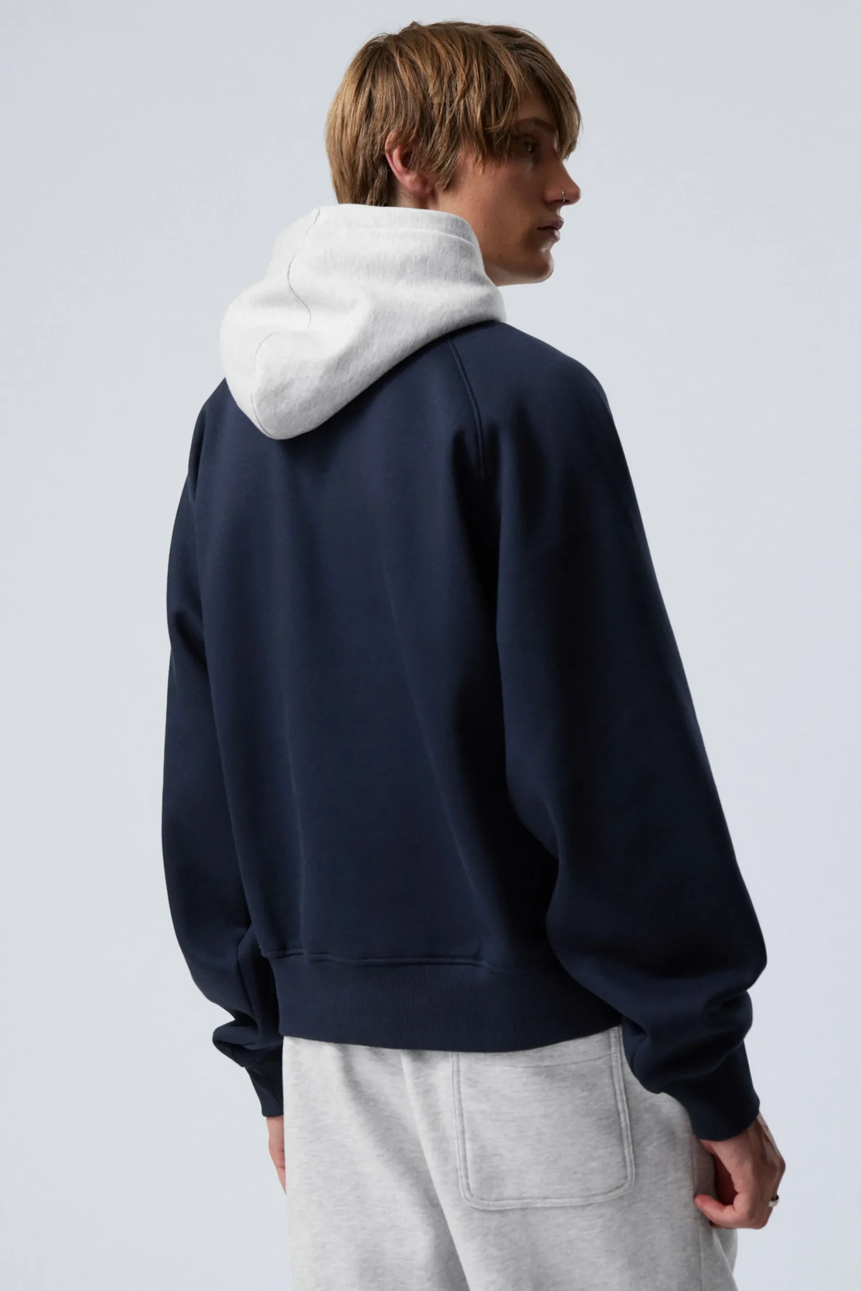 Weekday LOOSE RAGLAN HOODIE dark blue/grey Best Sale