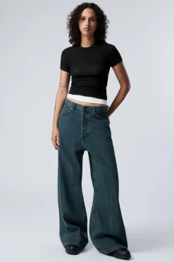 Weekday LOOSE REGULAR WAIST WIDE CARPENTER JEANS petrol blue Best Sale