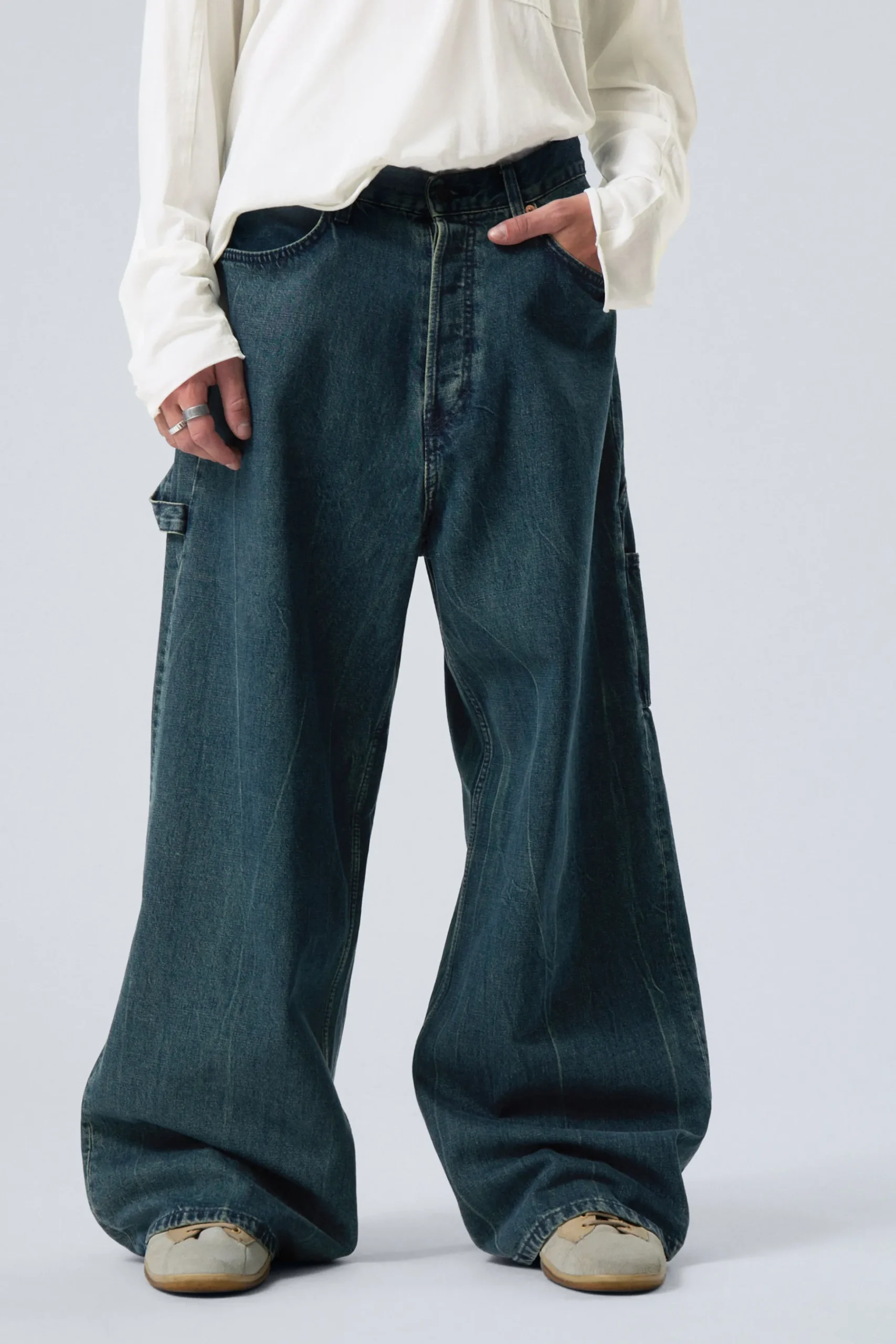 Weekday LOOSE REGULAR WAIST WIDE CARPENTER JEANS petrol blue Best Sale