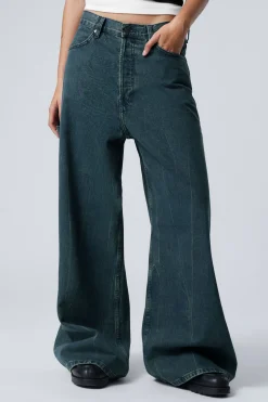 Weekday LOOSE REGULAR WAIST WIDE CARPENTER JEANS petrol blue Best Sale