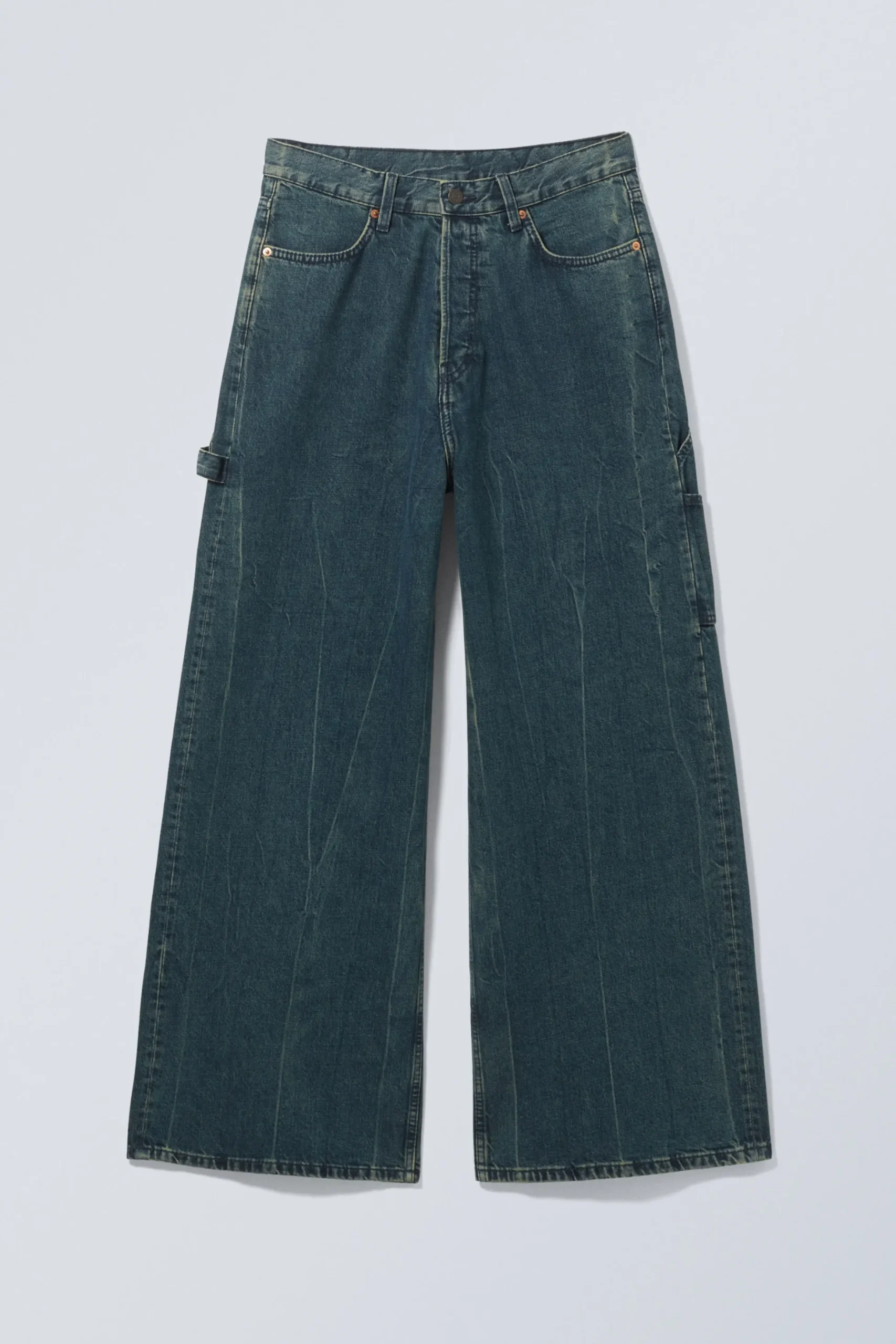 Weekday LOOSE REGULAR WAIST WIDE CARPENTER JEANS petrol blue Best Sale
