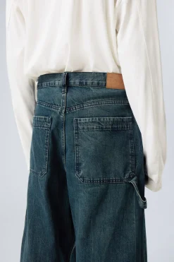 Weekday LOOSE REGULAR WAIST WIDE CARPENTER JEANS petrol blue Best Sale