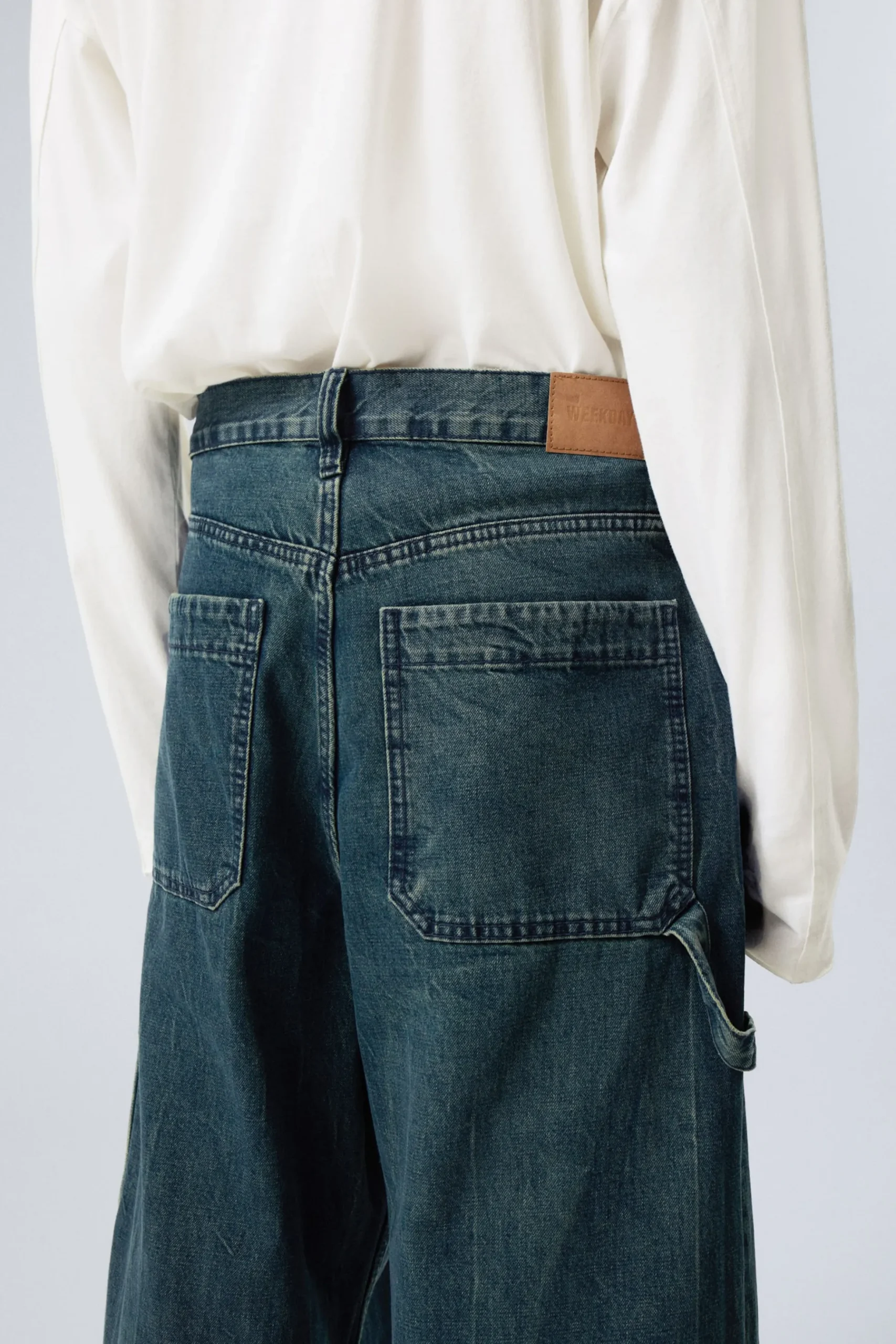 Weekday LOOSE REGULAR WAIST WIDE CARPENTER JEANS petrol blue Best Sale