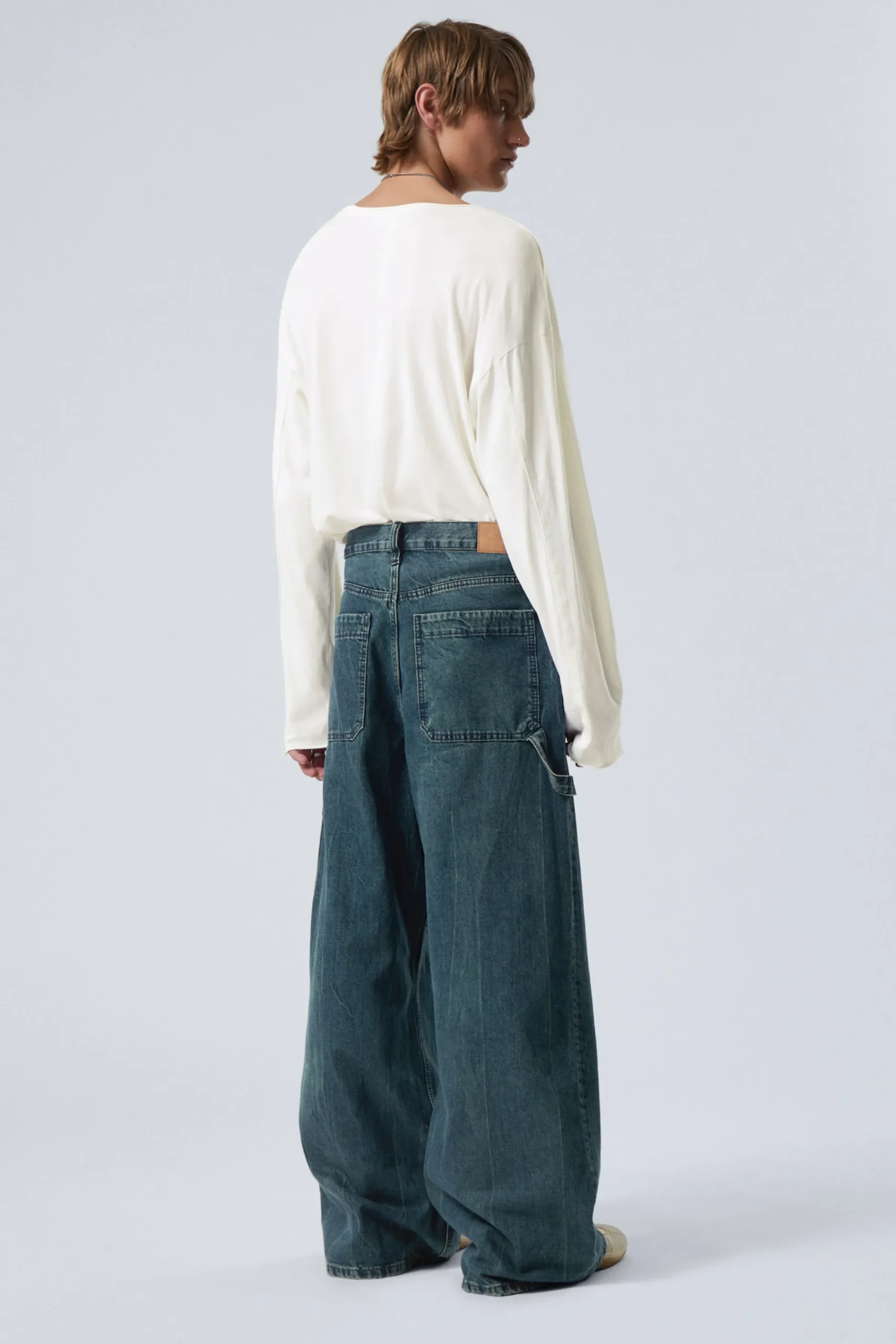 Weekday LOOSE REGULAR WAIST WIDE CARPENTER JEANS petrol blue Best Sale