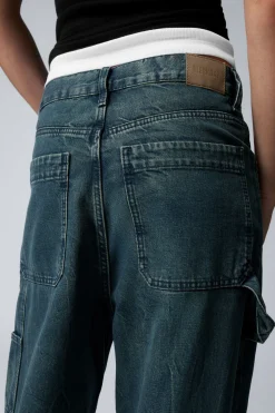 Weekday LOOSE REGULAR WAIST WIDE CARPENTER JEANS petrol blue Best Sale