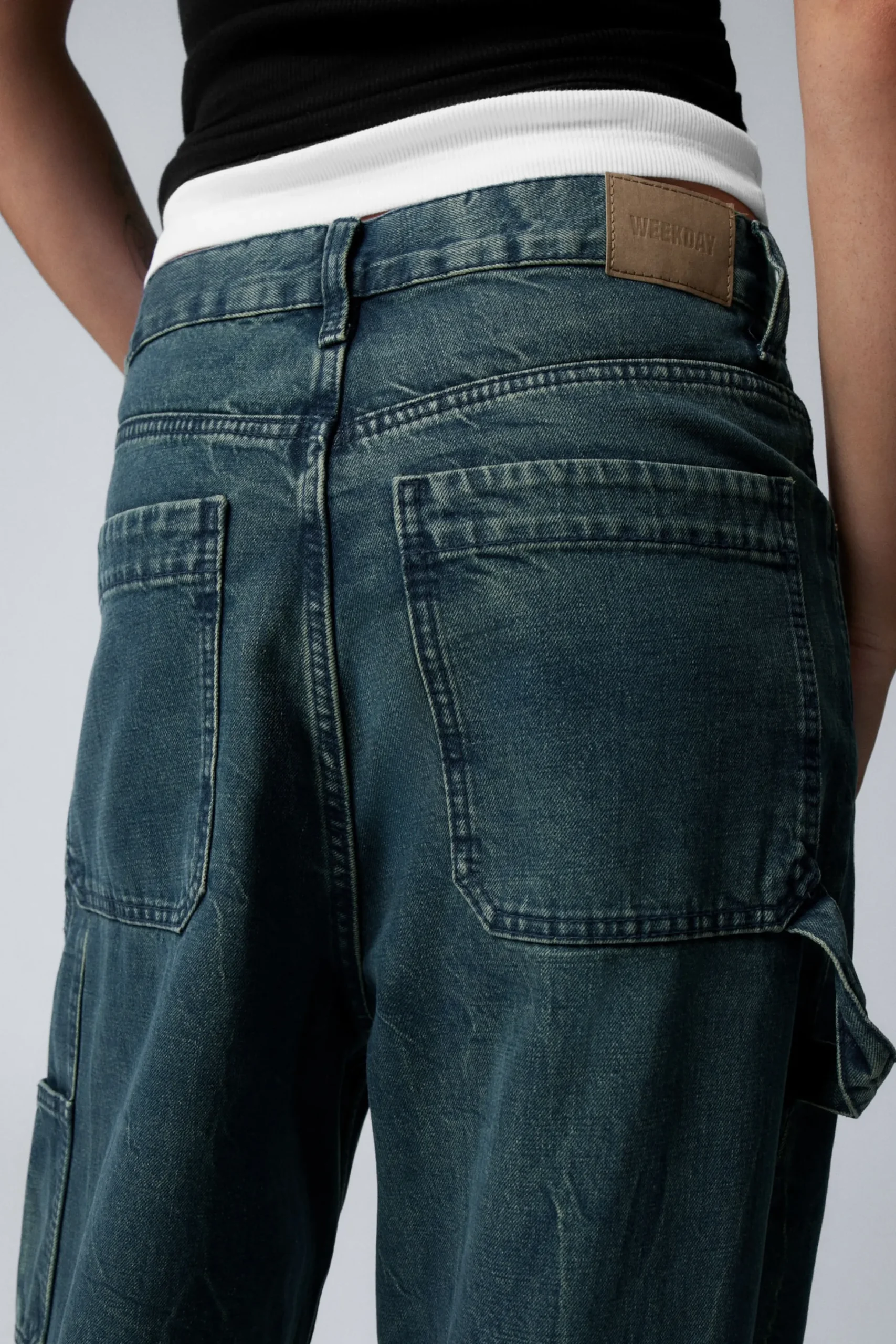 Weekday LOOSE REGULAR WAIST WIDE CARPENTER JEANS petrol blue Best Sale