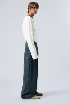 Weekday LOOSE REGULAR WAIST WIDE CARPENTER JEANS petrol blue Best Sale