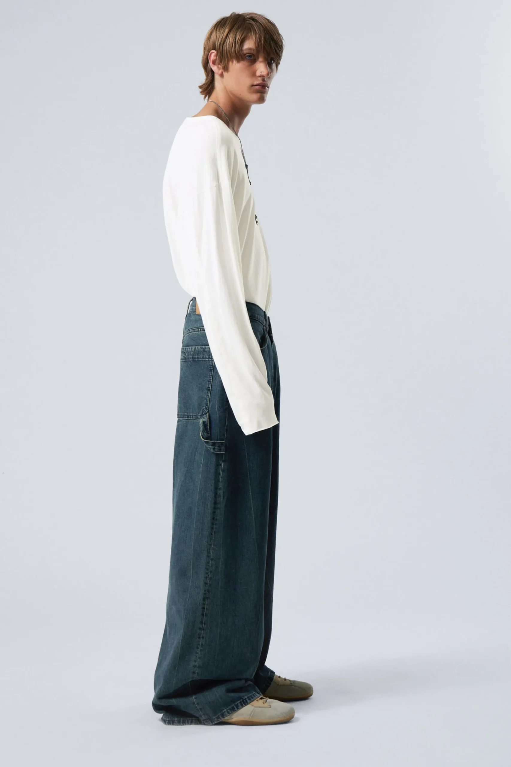 Weekday LOOSE REGULAR WAIST WIDE CARPENTER JEANS petrol blue Best Sale