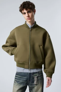 Weekday LOOSE SCUBA BOMBER JACKET khaki green Flash Sale