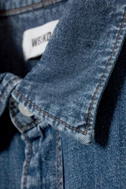 Weekday LOOSE SHORT SLEEVE DENIM SHIRT blue Cheap