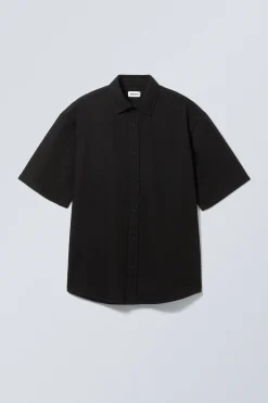 Weekday LOOSE SHORT SLEEVE DENIM SHIRT black rinse Store