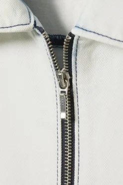 Weekday LOOSE SHORT SLEEVE DENIM ZIP SHIRT blotch blue New