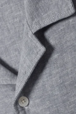 Weekday LOOSE SHORT SLEEVE LINEN BLEND SHIRT dusty blue Cheap