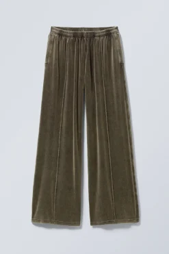 Weekday LOOSE WASHED VELVET TRACK TROUSERS washed black Flash Sale
