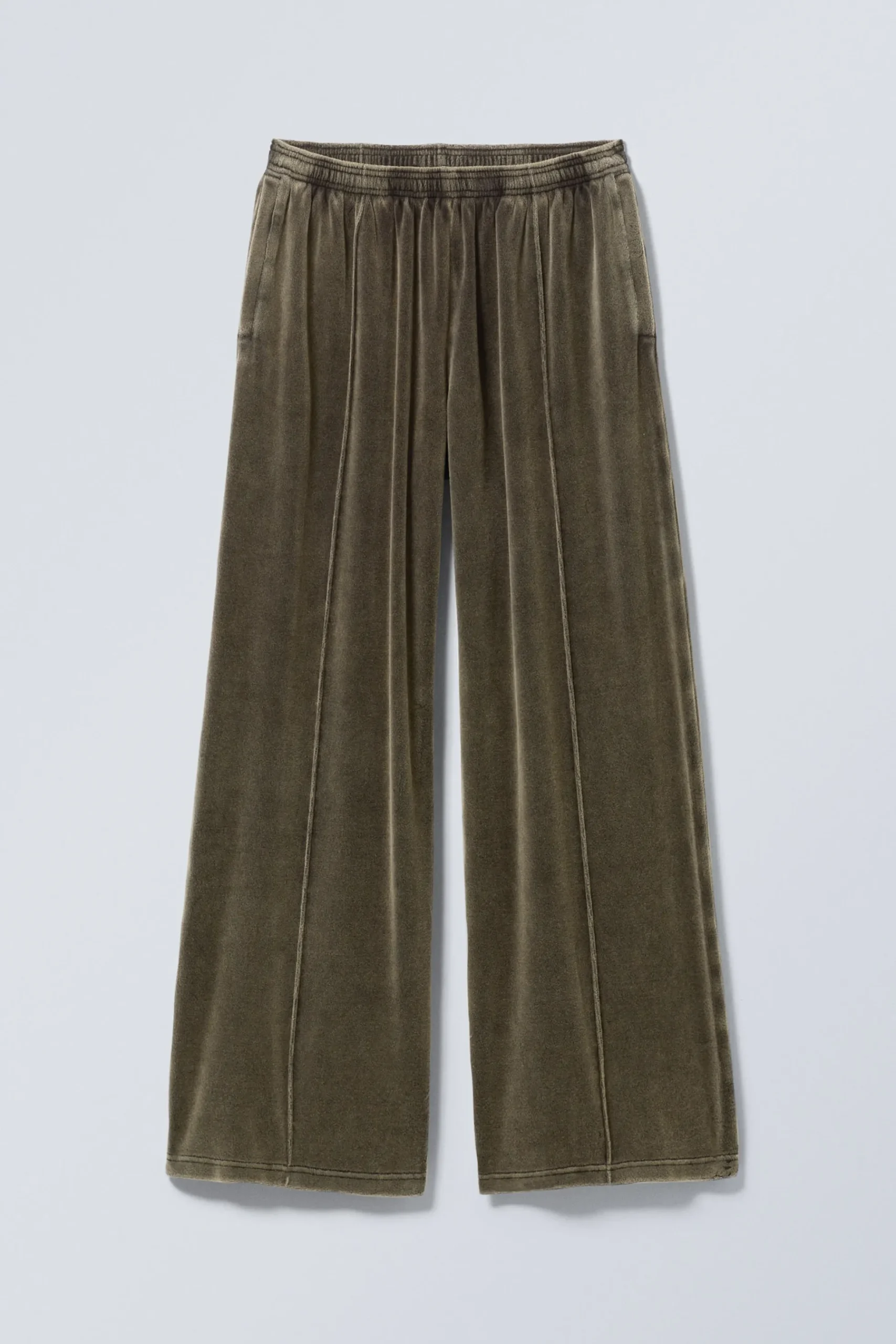 Weekday LOOSE WASHED VELVET TRACK TROUSERS washed black Flash Sale