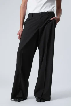 Weekday LOW WAIST LOOSE FIT SUIT TROUSERS black Cheap
