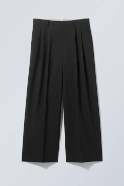 Weekday LOW WAIST LOOSE FIT SUIT TROUSERS black Cheap