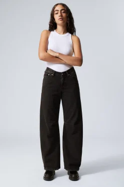 Weekday LOW WAIST LOOSE WIDE JEANS tuned black Clearance
