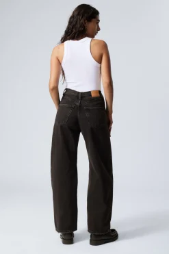 Weekday LOW WAIST LOOSE WIDE JEANS tuned black Clearance
