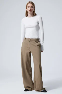 Weekday LOW-WAISTED LOOSE FIT SUIT TROUSERS beige Cheap