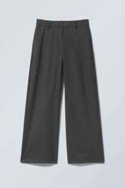 Weekday LOW-WAISTED LOOSE FIT SUIT TROUSERS striped dark grey Cheap
