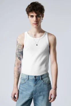 Weekday MATHEUS RIB TANK TOP white Hot