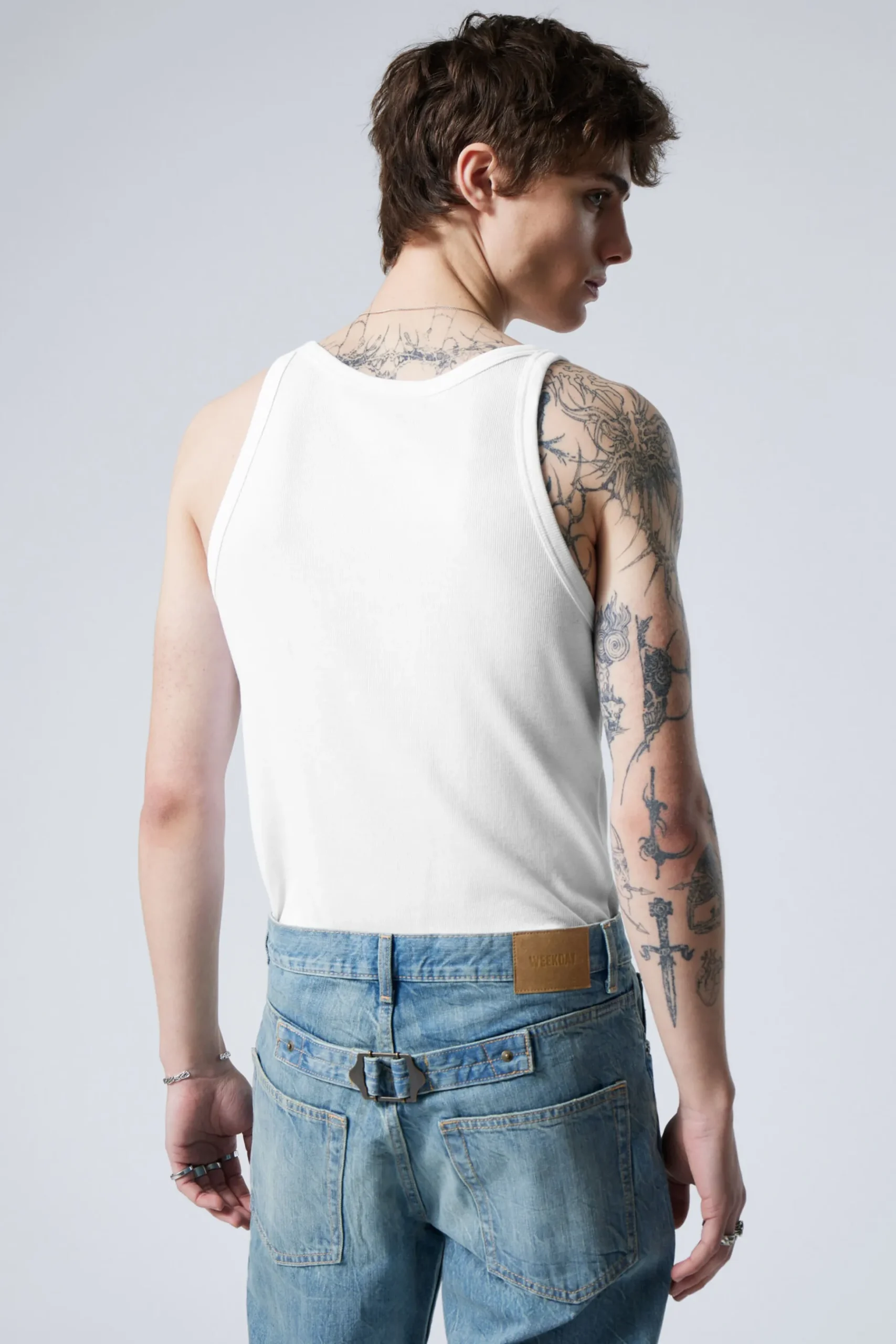 Weekday MATHEUS RIB TANK TOP white Hot