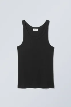 Weekday MATHEUS RIB TANK TOP black Store