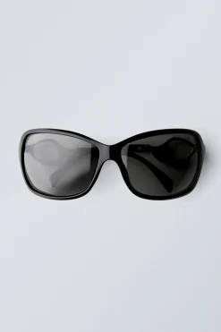 Weekday METAL DETAILED OVAL SUNGLASSES black Cheap