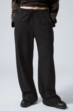 Weekday MIA LINEN MIX TROUSERS black Flash Sale