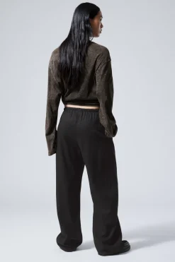 Weekday MIA LINEN MIX TROUSERS black Flash Sale