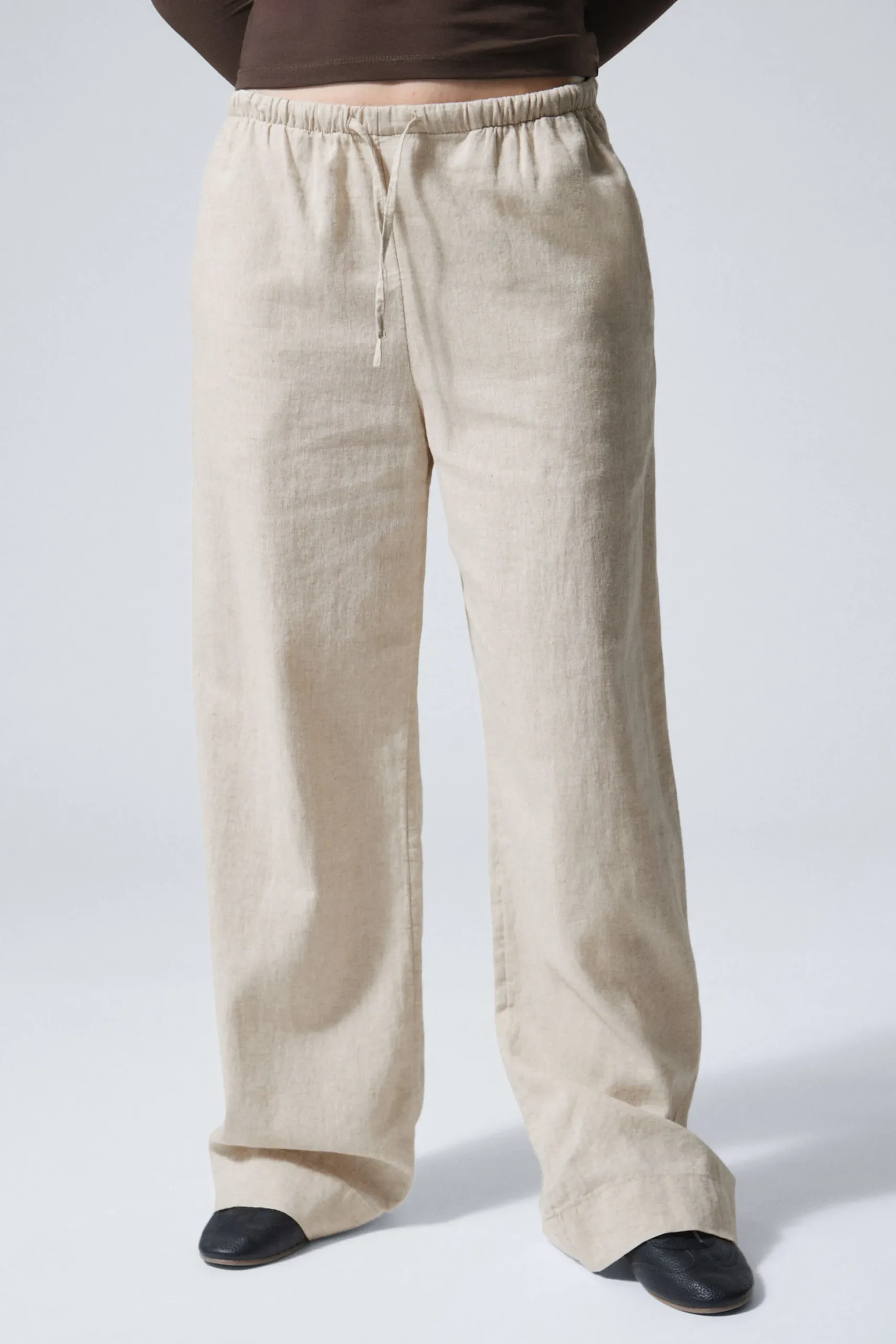 Weekday MIA LINEN MIX TROUSERS ecru New
