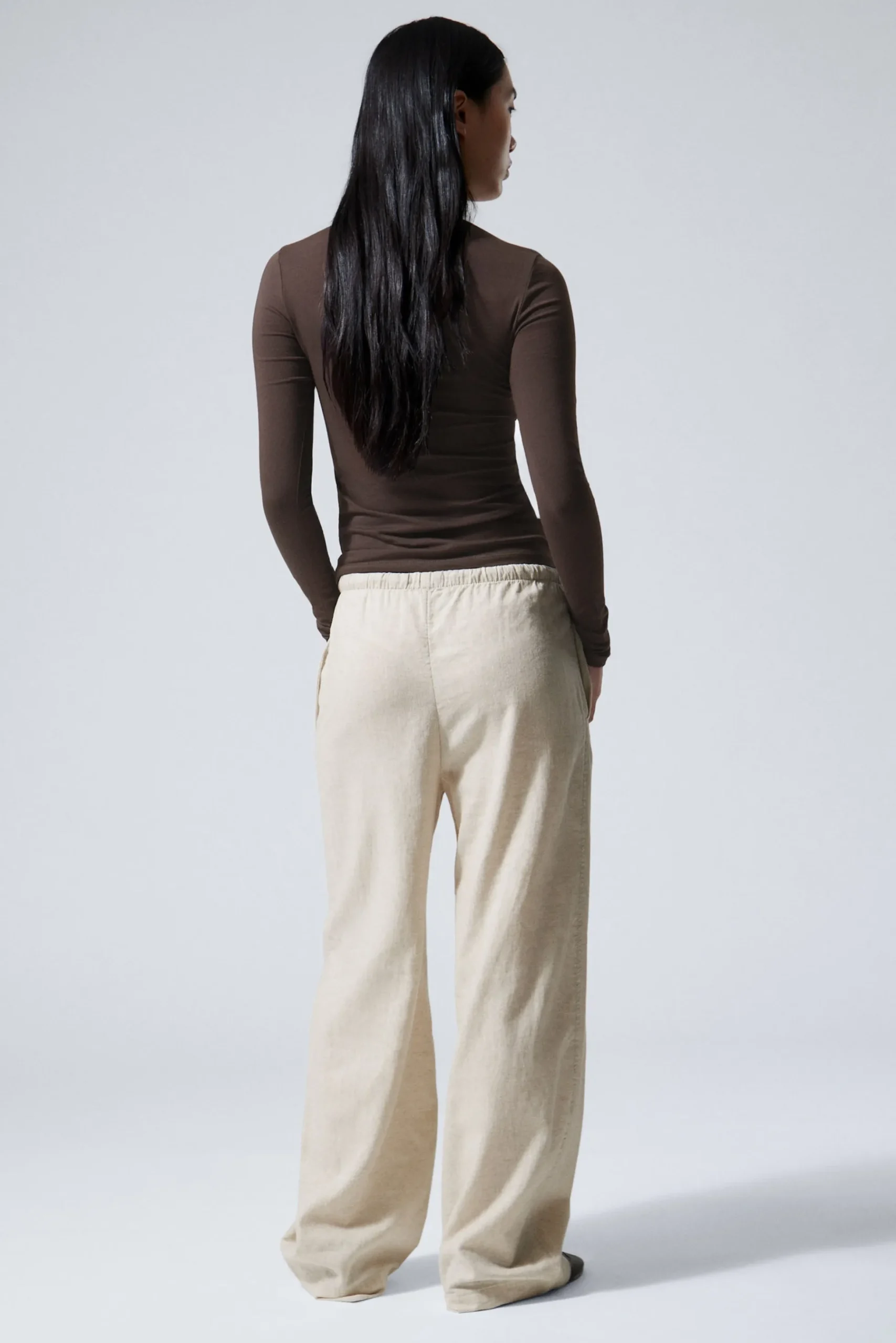 Weekday MIA LINEN MIX TROUSERS ecru New