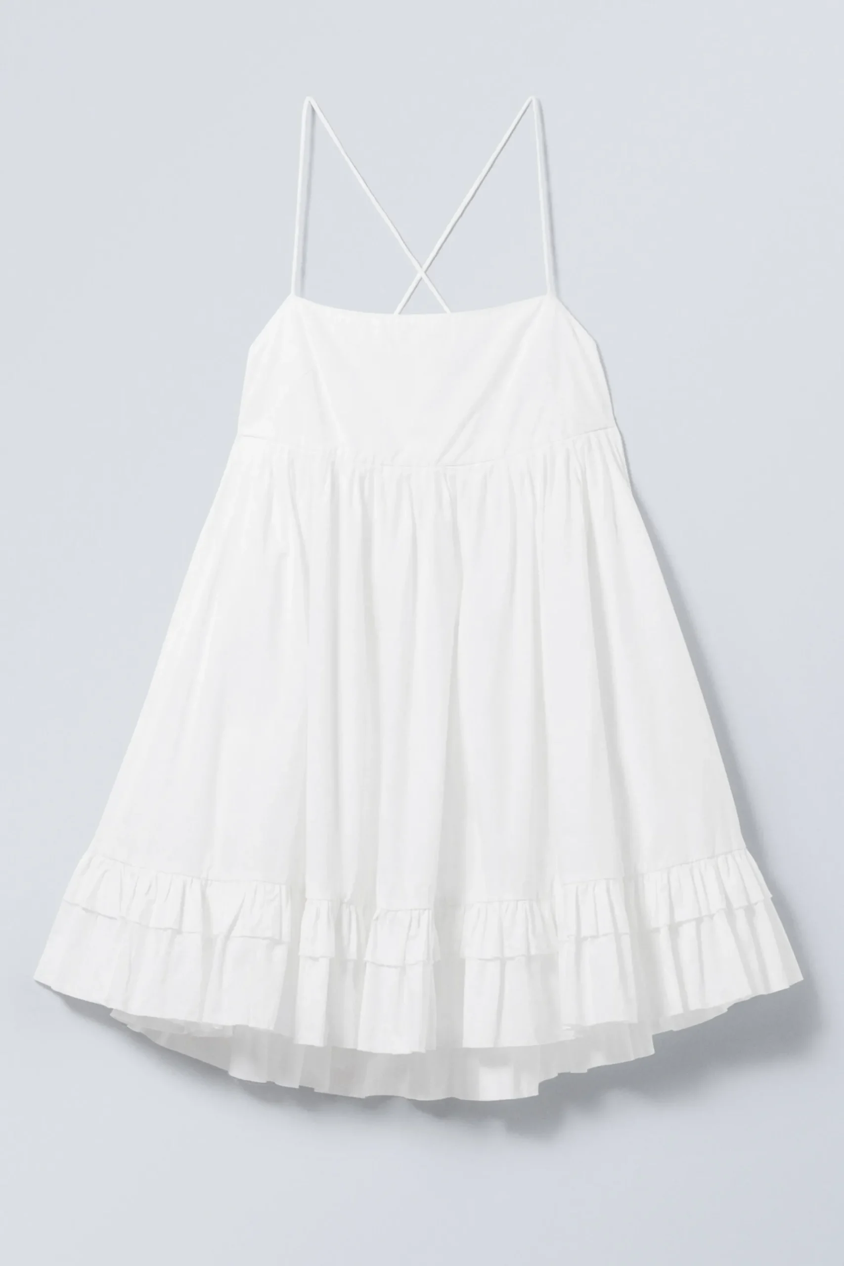 Weekday MINI POPLIN STRAP DRESS white New