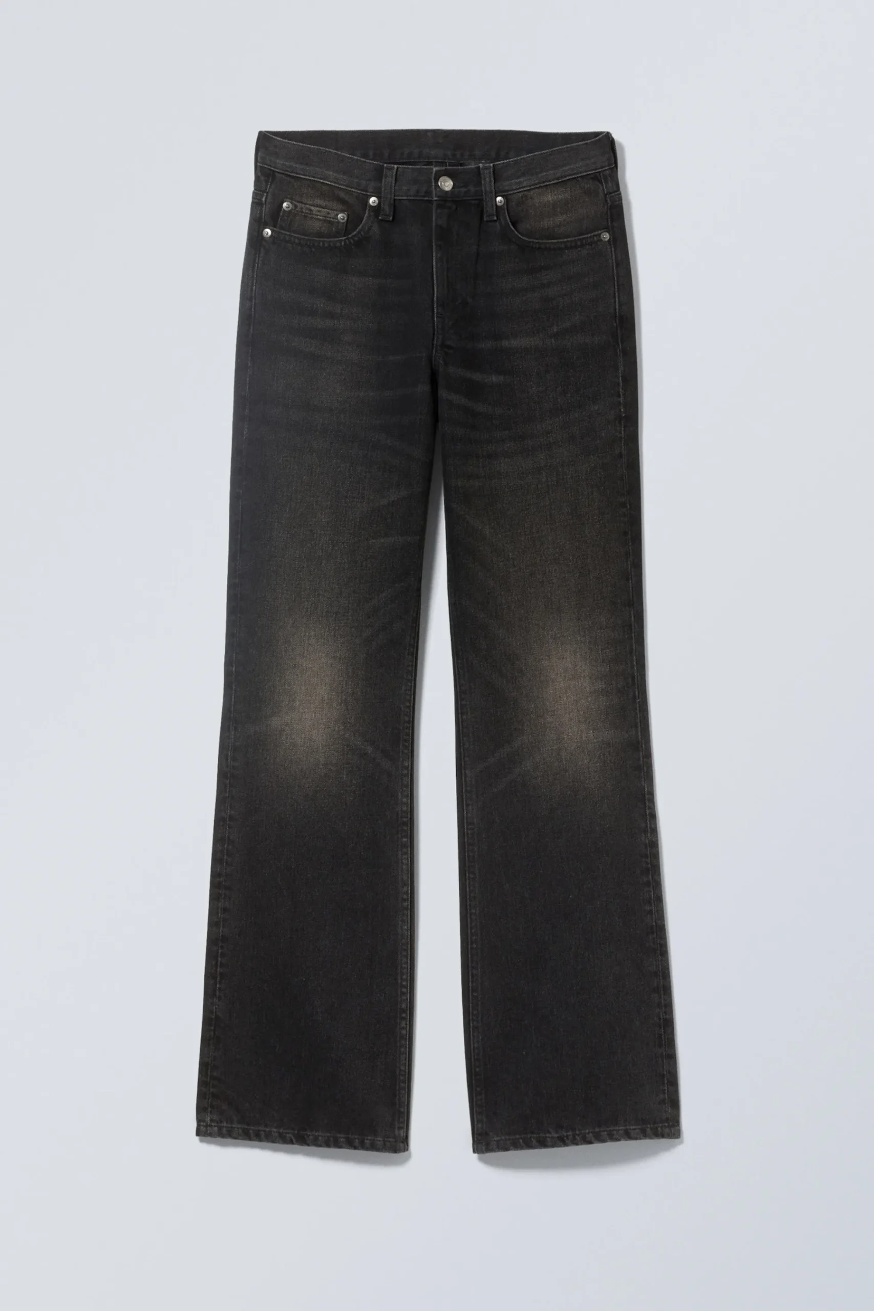 Weekday MOON MID RISE REGULAR BOOTCUT LEG JEANS deep night black Clearance