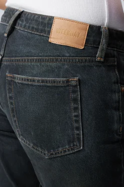 Weekday NAIL LOW RISE SLIM STRAIGHT LEG JEANS soil blue brown stained blue Shop