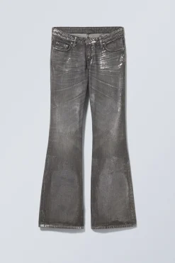 Weekday NOVA FOIL LOW SLIM BOOTCUT JEANS metal grey Shop