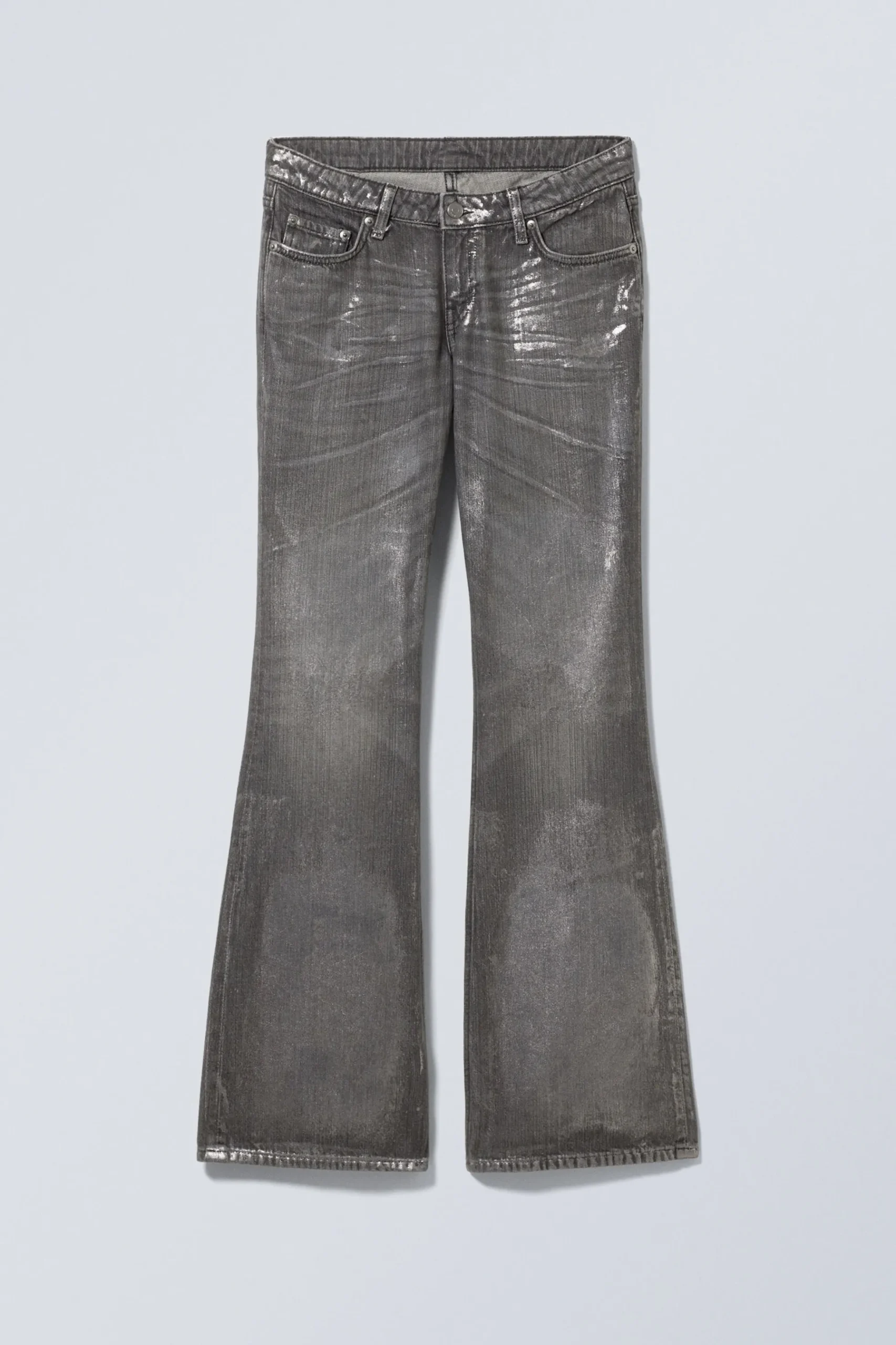 Weekday NOVA FOIL LOW SLIM BOOTCUT JEANS metal grey Shop