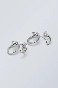 Weekday ORGANIC-SHAPED PIN EARRINGS silver Best Sale