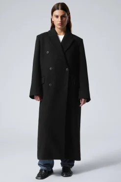 Weekday OVERSIZED DOUBLE-BREASTED WOOL-BLEND COAT black Shop
