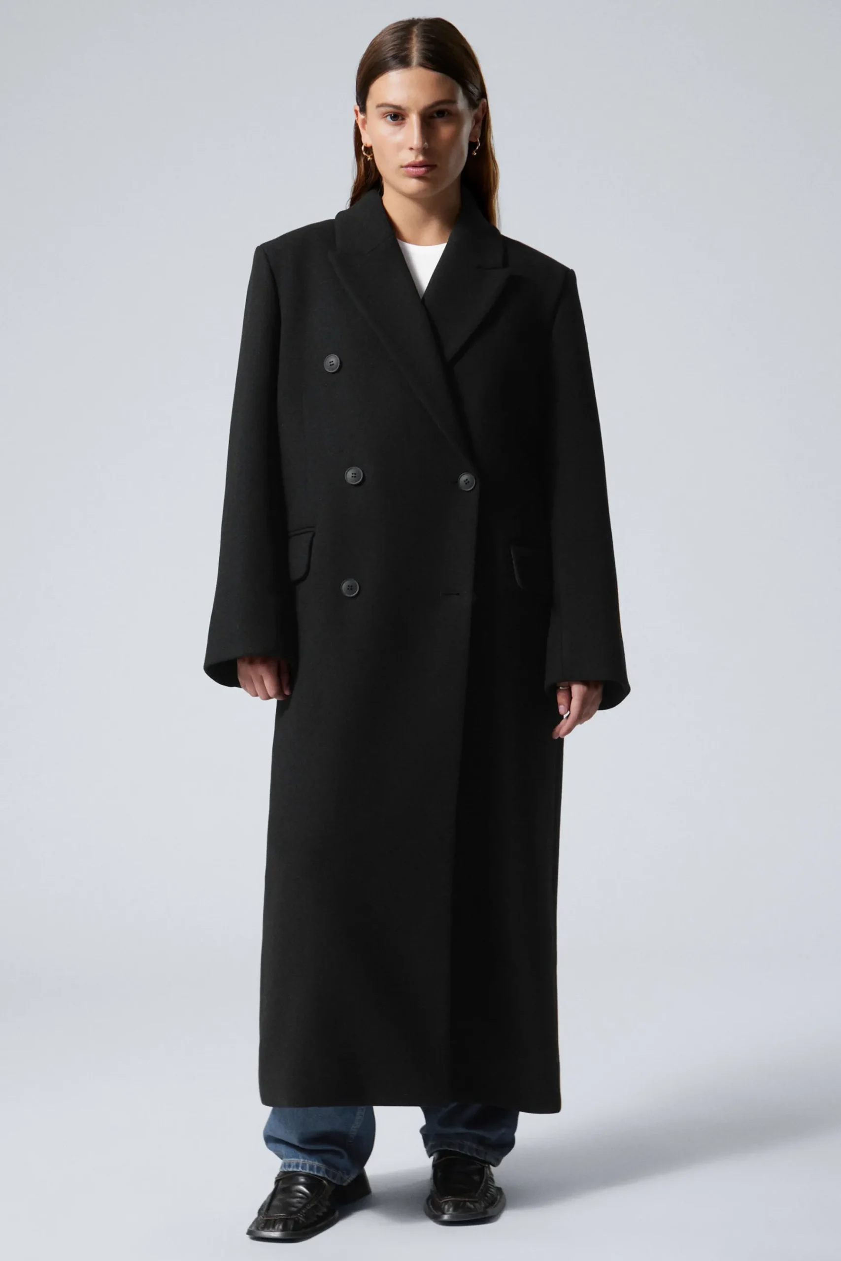 Weekday OVERSIZED DOUBLE-BREASTED WOOL-BLEND COAT black Shop
